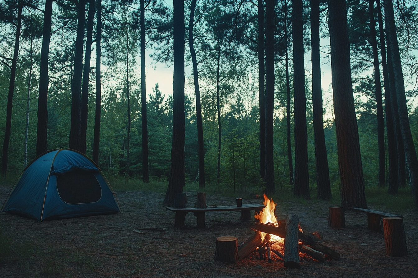 Un campamento en el bosque | Fuente: Midjourney