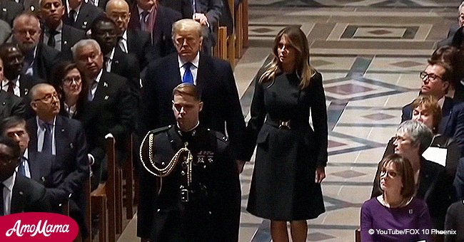 Donald Trump se fue del funeral de Bush más rápido que el ataúd de la catedral, según reportes
