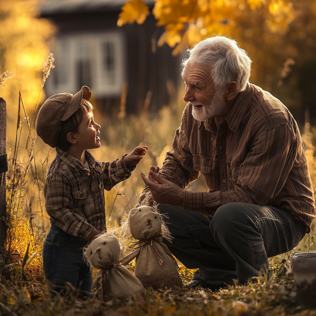 Un hombre hablando con su nieto | Fuente: Midjourney