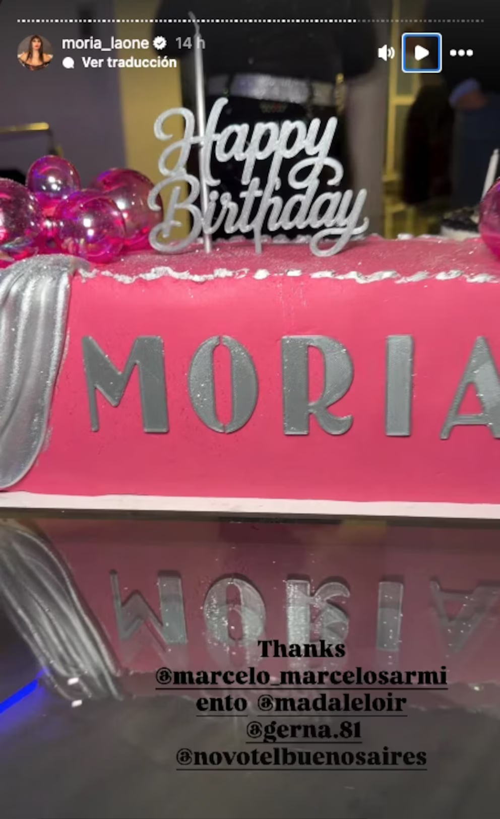 Moria Casán cumplió 80 años y mostró su otra torta en sus historias de Instagram. | Fuente: Instagram Stories/moria_laone