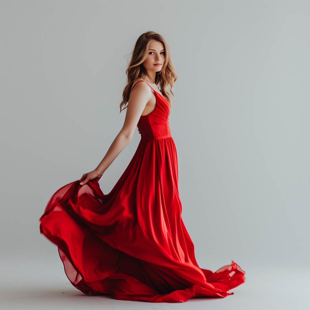 Una mujer con un vestido rojo | Fuente: Midjourney