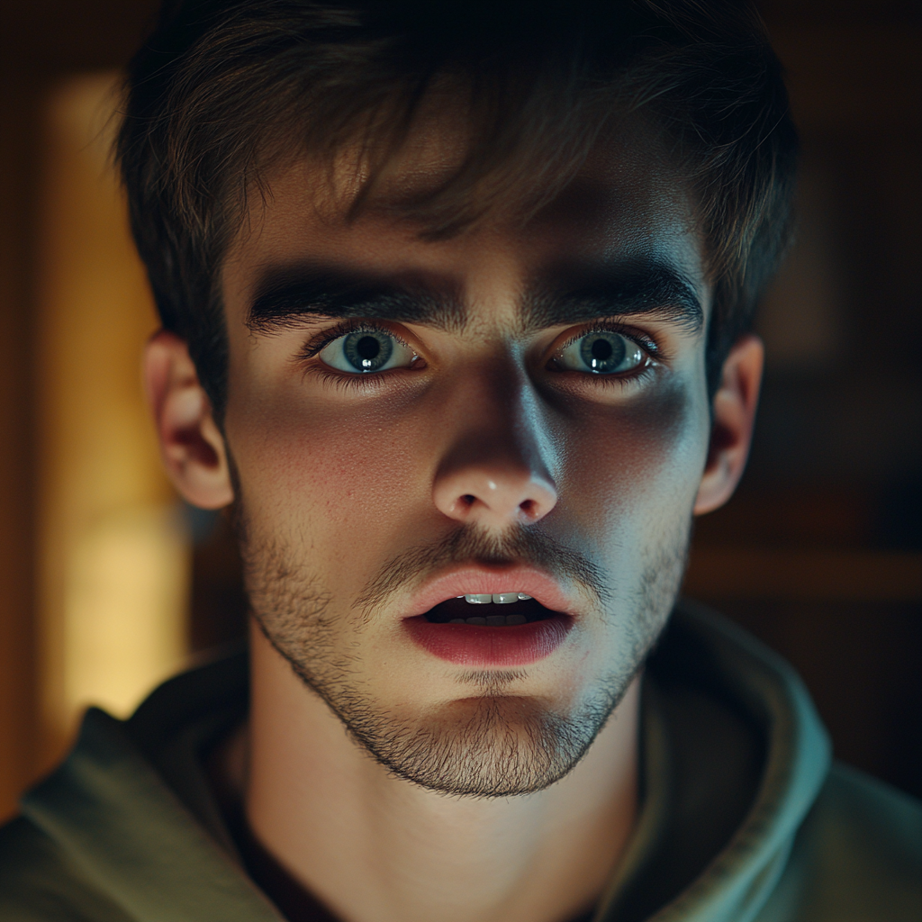 Un joven asustado | Fuente: Midjourney