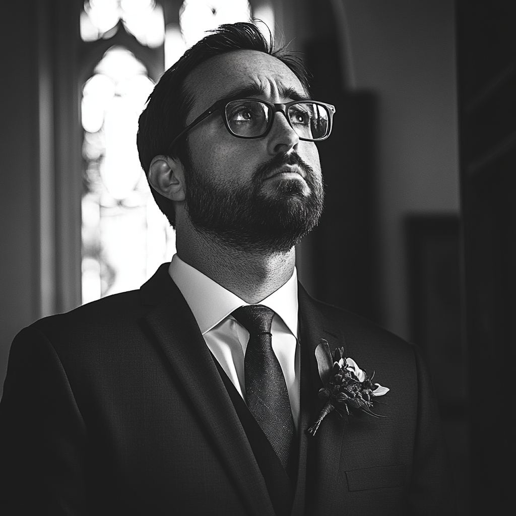 Un oficiante de bodas preocupado | Fuente: Midjourney