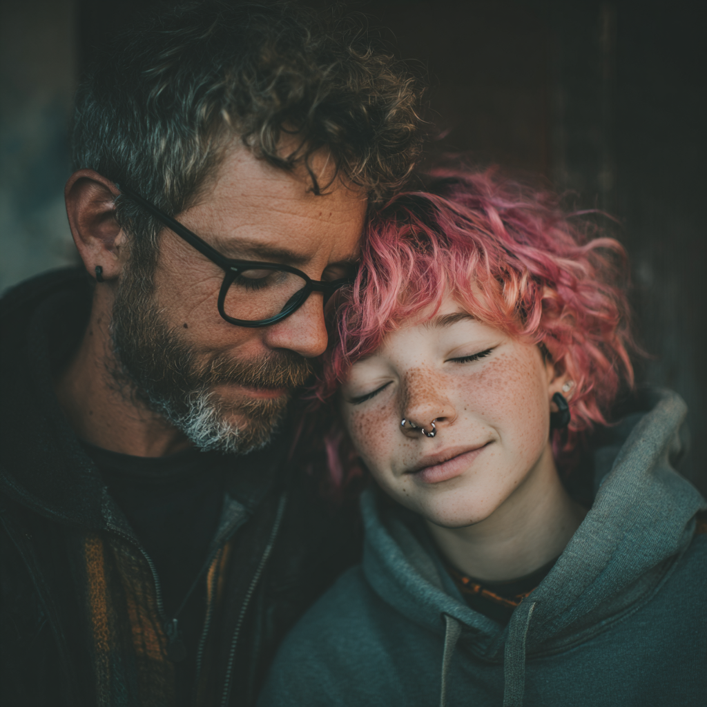 Un padre y su hija abrazados | Fuente: Midjourney