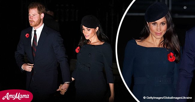 Meghan esconde su creciente barriguita con vestido cruzado agarrada de manos con Harry