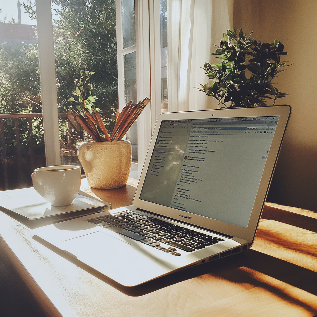 Una portátil sobre un escritorio | Fuente: Midjourney