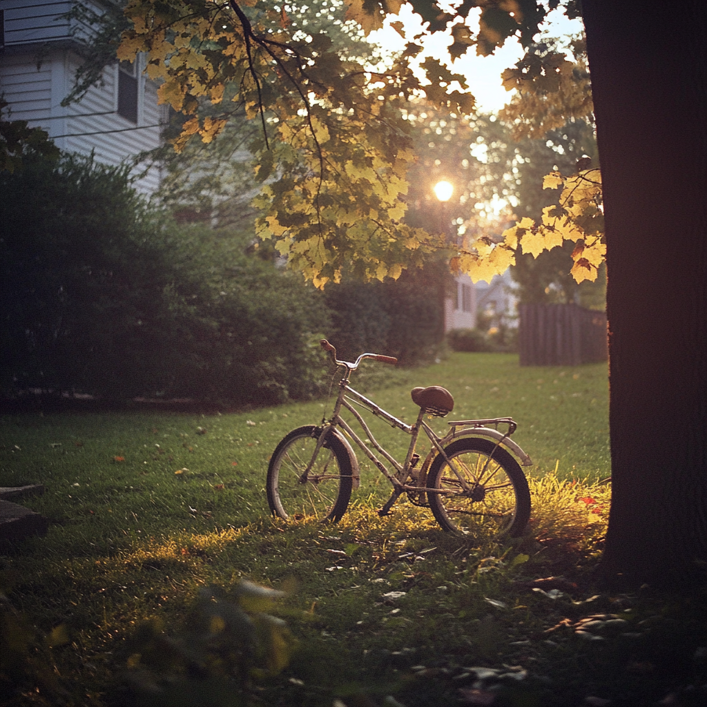 Una bicicleta sobre el césped | Fuente: Midjourney