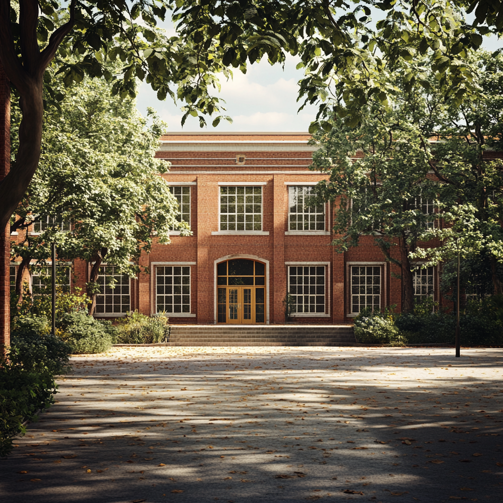 Un edificio escolar | Fuente: Midjourney