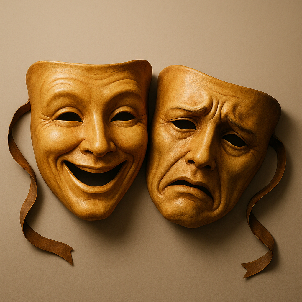 Máscaras de comedia y tragedia | Fuente: DALL-E