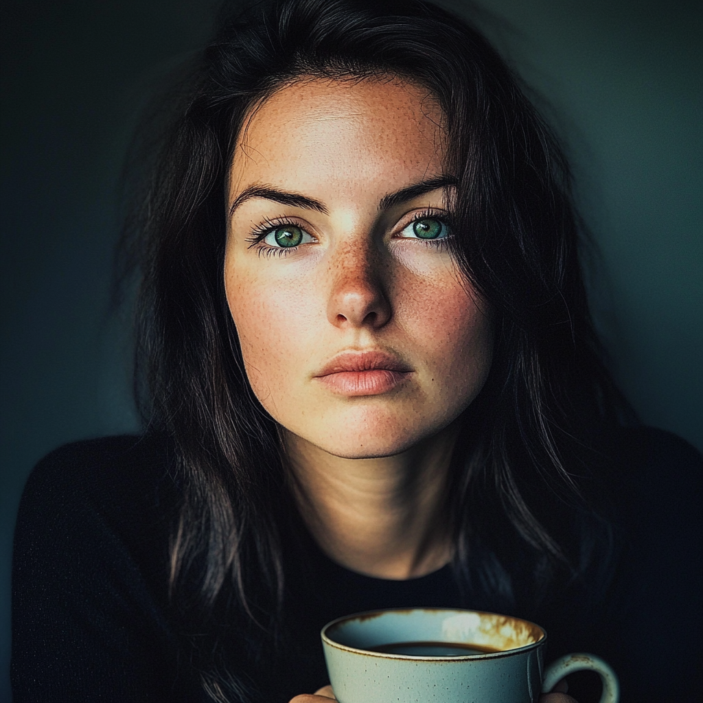 Una mujer con una taza de café en la mano | Fuente: Midjourney