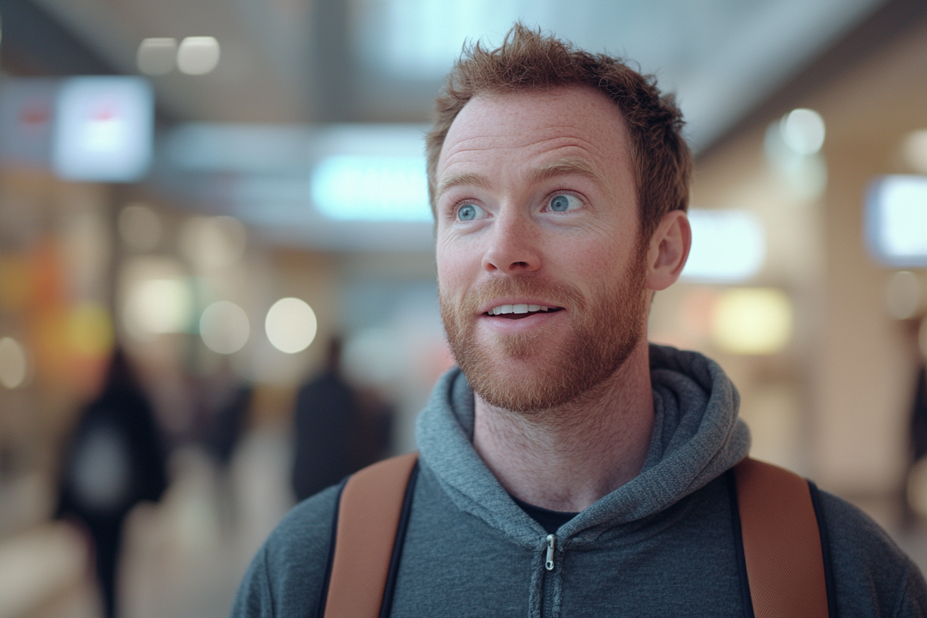 Un hombre hablando en un centro comercial | Fuente: Midjourney