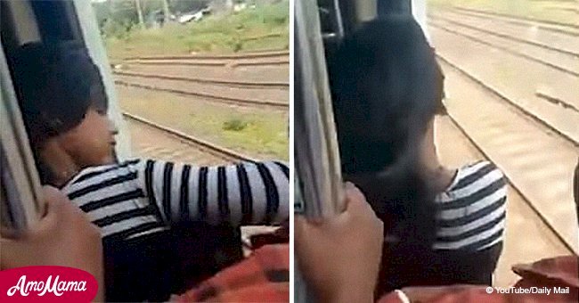 Chica cae de puerta abierta en tren a toda velocidad y cámara capta reacción de pasajeros