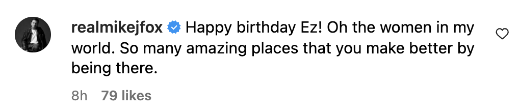 Michael J. Fox comenta el post de Tracy Pollan celebrando el cumpleaños de Esmé Annabelle Fox, de un post fechado el 3 de noviembre de 2024 | Fuente: Instagram/tracy.pollan/