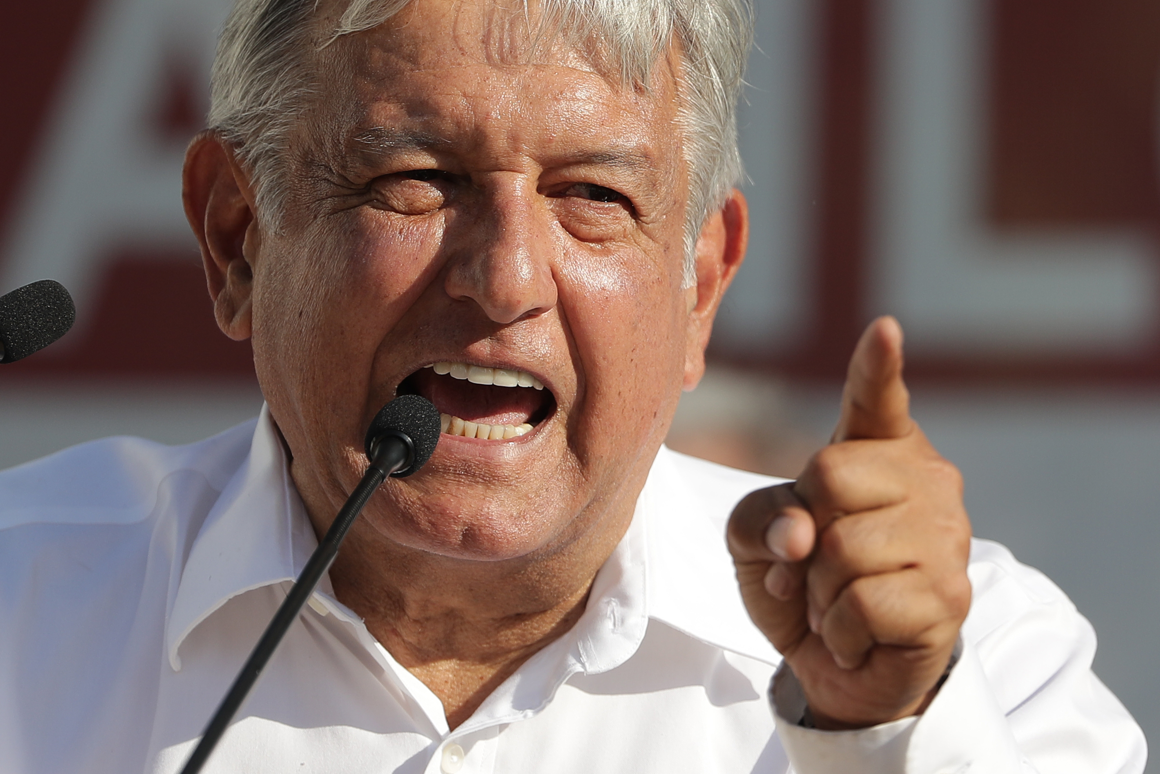Andrés Manuel López Obrador durante un acto de campaña electoral el 20 de abril de 2018 en Ciudad de México, México. | Fuente: Getty Images
