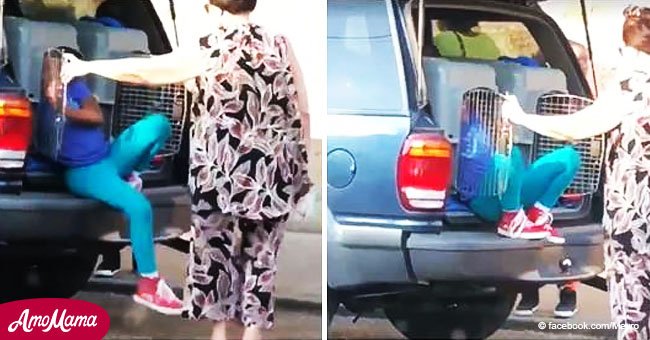 Abuela de 62 años quedó filmada transportando a niños en jaulas para perros