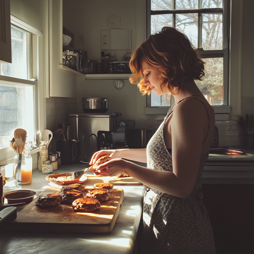 Una mujer ocupada en la cocina | Fuente: Midjourney