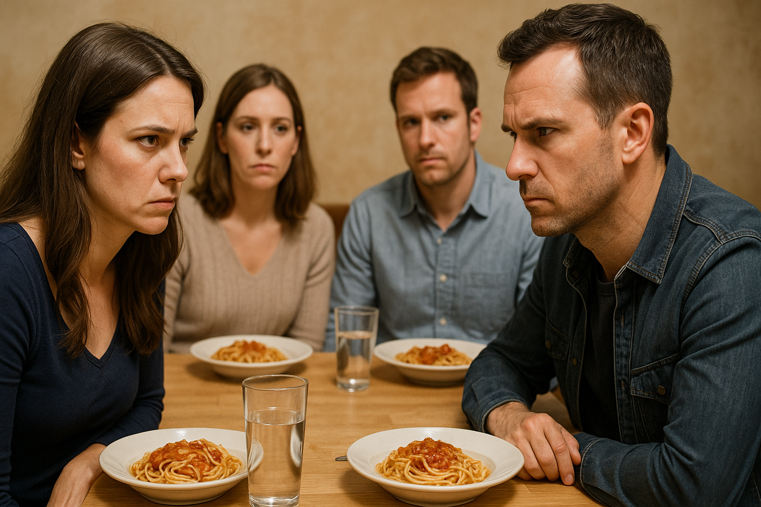 Dos mujeres y dos hombres en una cena | Fuente: Sora