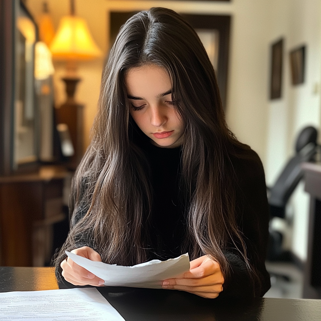 Una adolescente leyendo una carta | Fuente: Midjourney