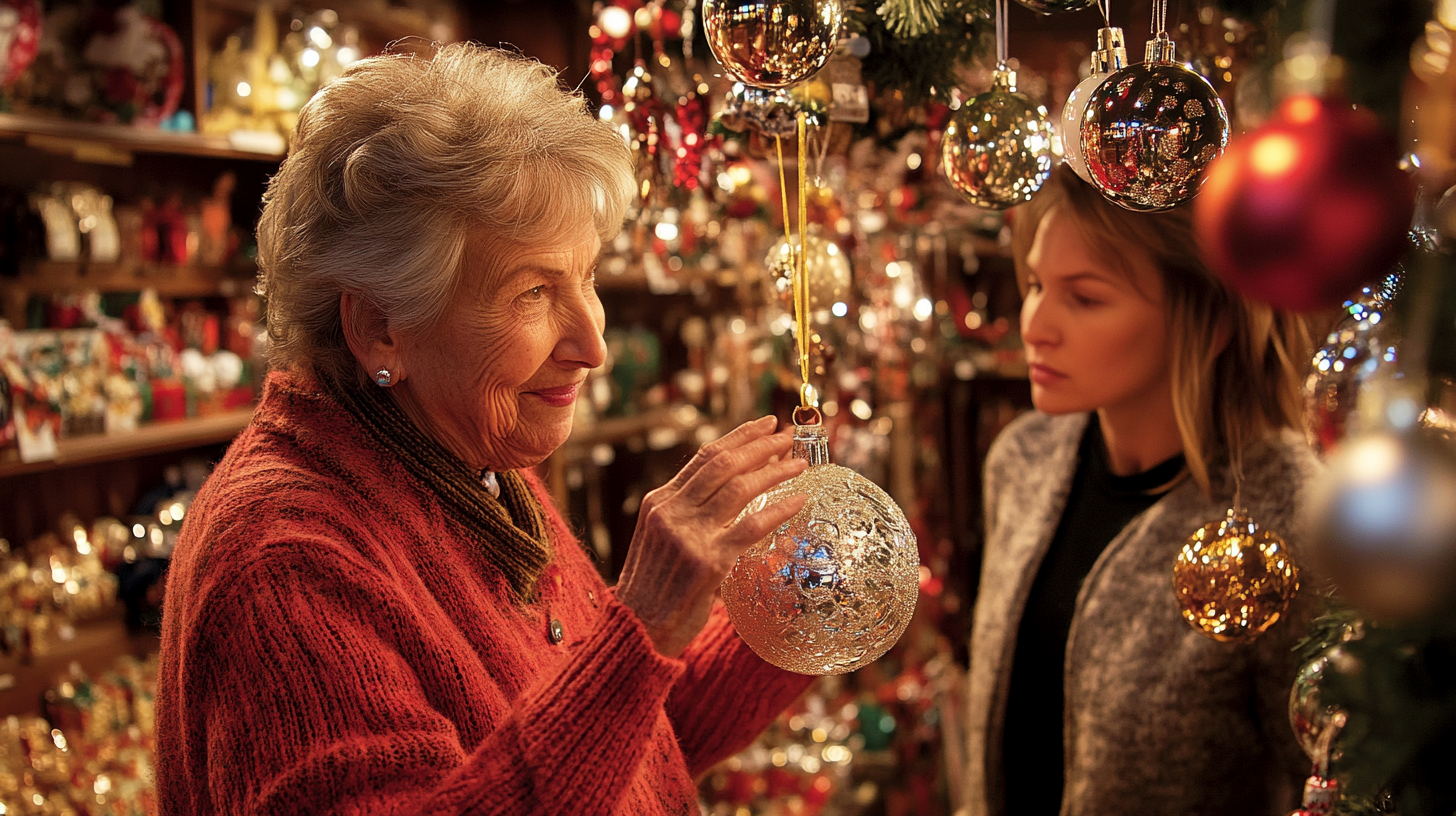 Anciana con un adorno navideño | Foto: Midjourney