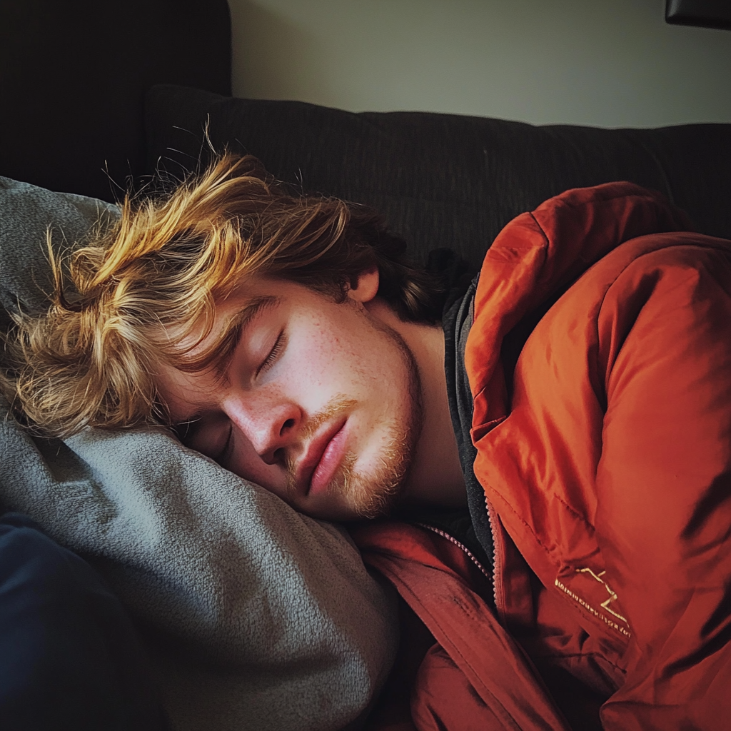 Un hombre durmiendo en un sofá | Fuente: Midjourney