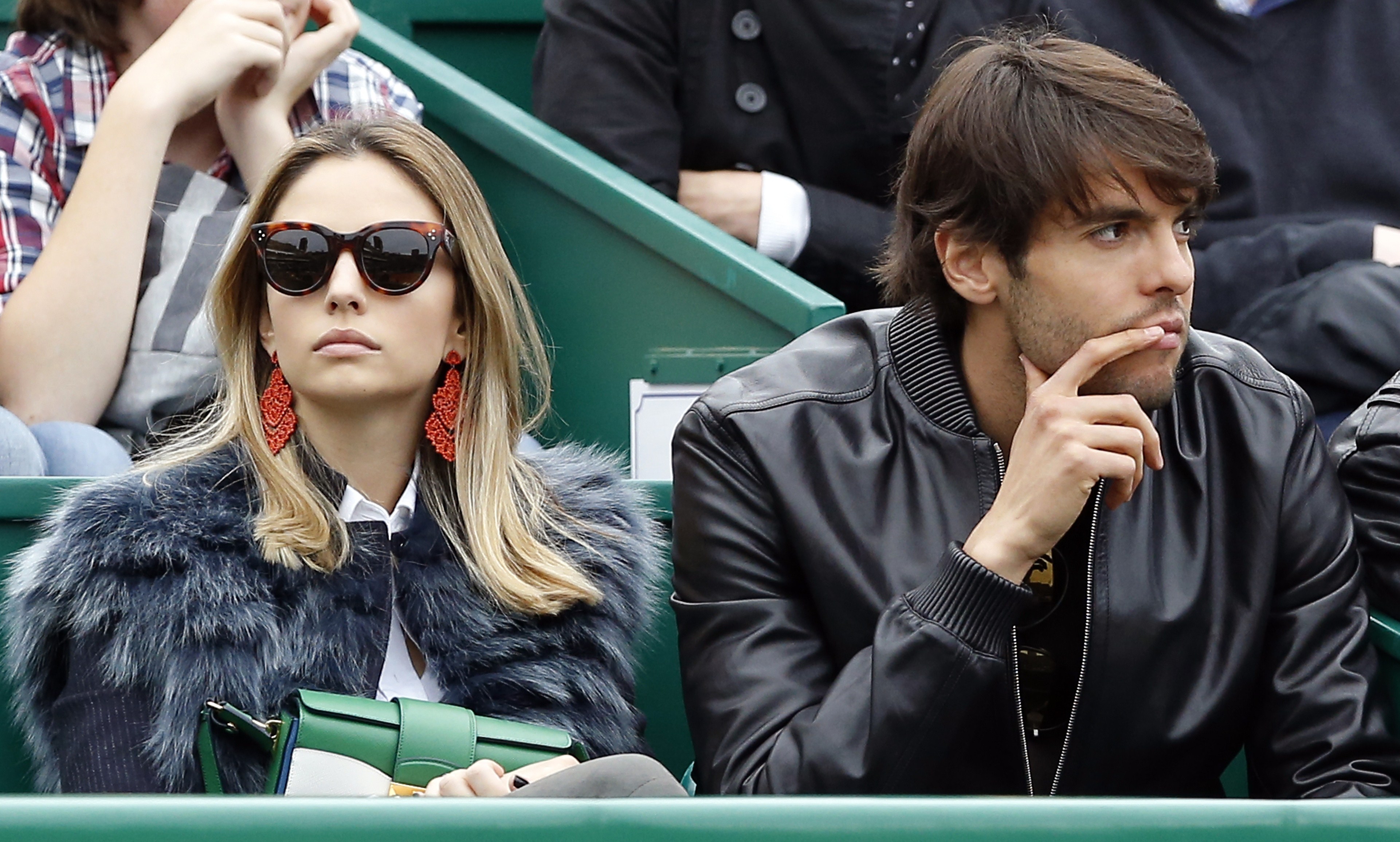 Ricardo Kaká y Caroline Celico en la final del torneo ATP Masters Series de Montecarlo, Mónaco, el 20 de abril de 2014. | Fuente: Getty Images