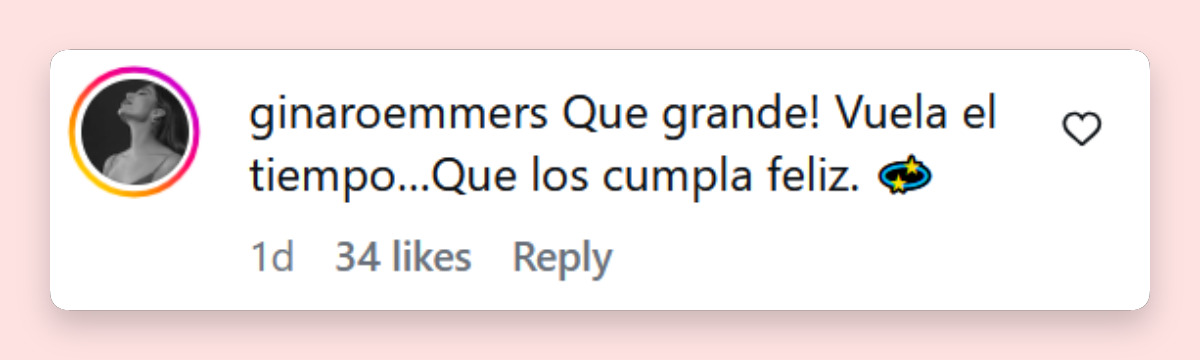 Comentario de una persona sobre la publicación de Juliana Awada para su hija Antonia en su cumpleaños número 15 | Fuente: Instagram/juliana.awada