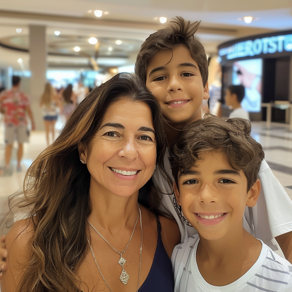 Una madre con dos hijos gemelos | Fuente: Midjourney