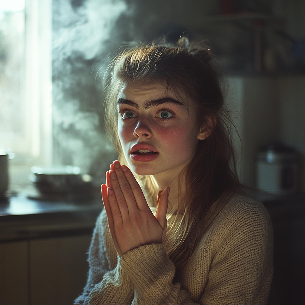Una mujer pidiendo disculpas | Fuente: Midjourney