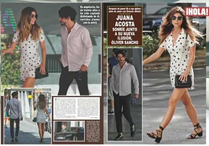 La revista ¡Hola! publicó en exclusiva fotos de Juana Acosta y su entonces pareja Óliver Sancho. | Foto: YouTube/Hola TV