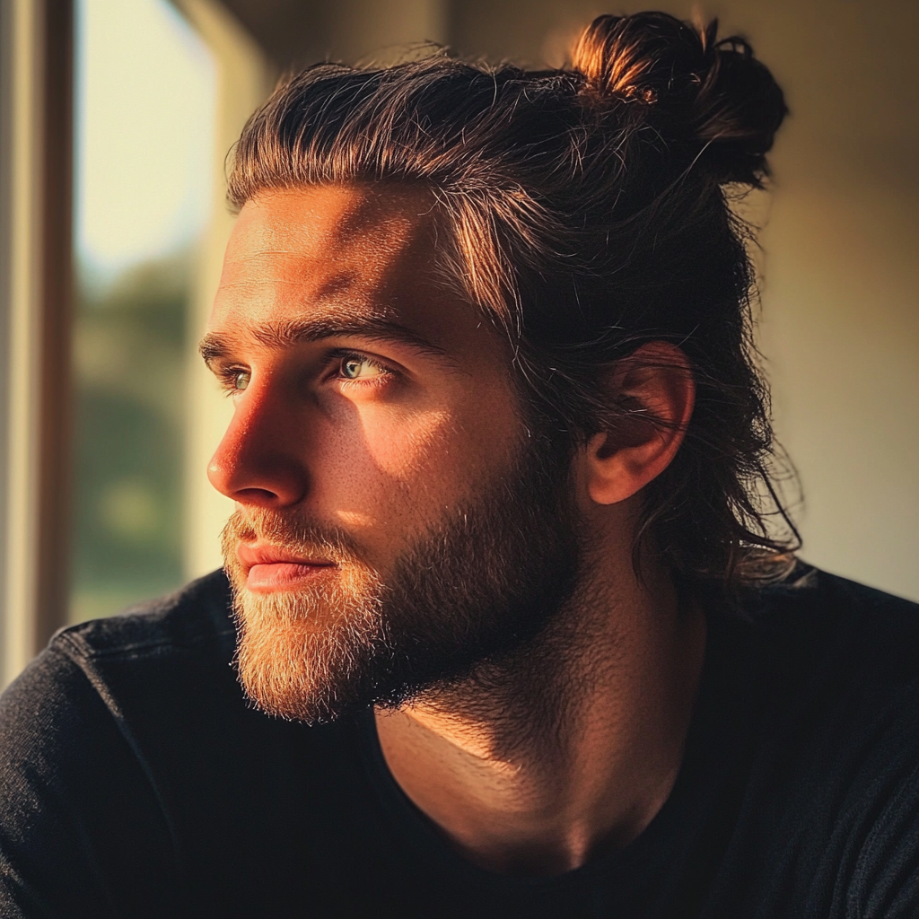 Un hombre mirando por una ventana | Fuente: Midjourney