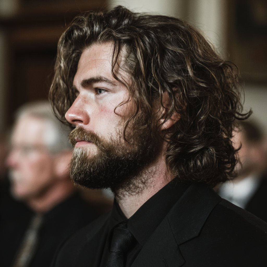 Un hombre emocionado vestido con un traje negro | Fuente: Midjourney
