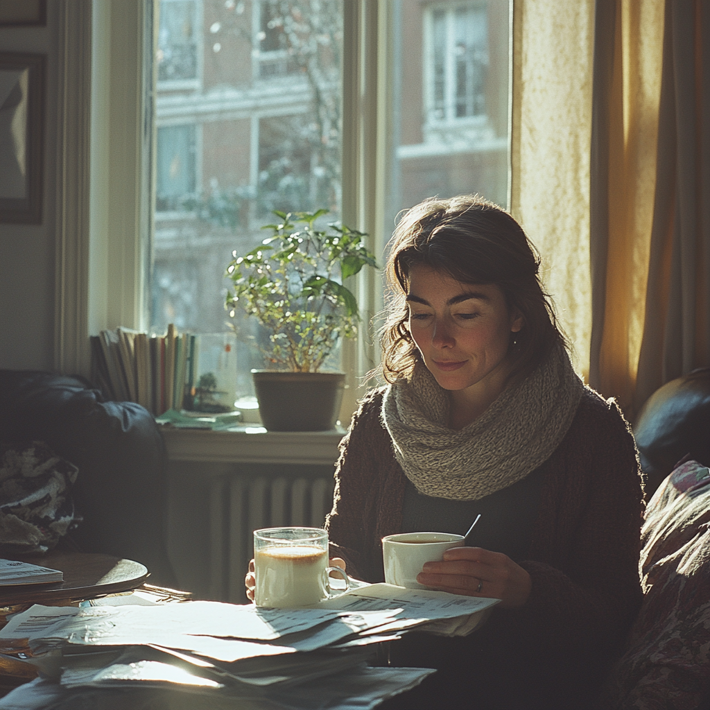 Una mujer tomando el té | Fuente: Midjourney