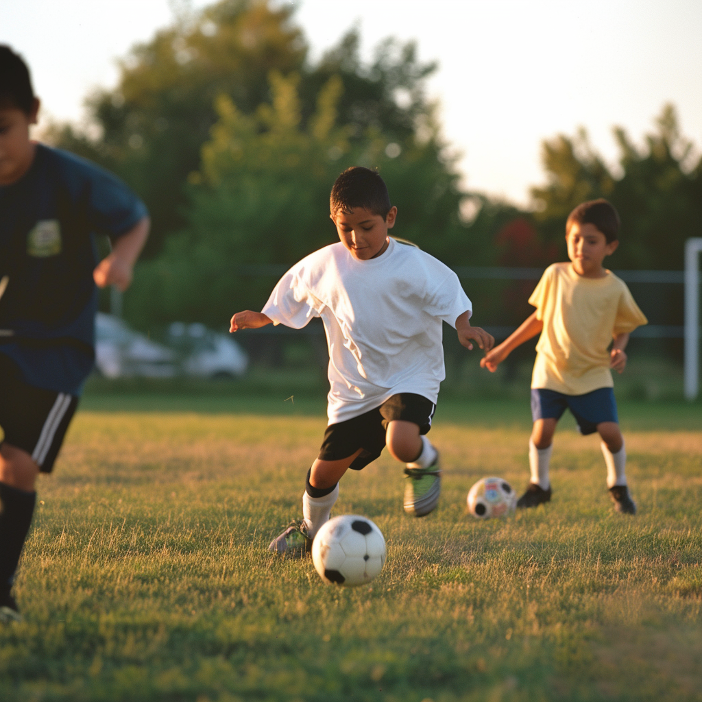 Niños jugando al fútbol | Fuente: Midjourney