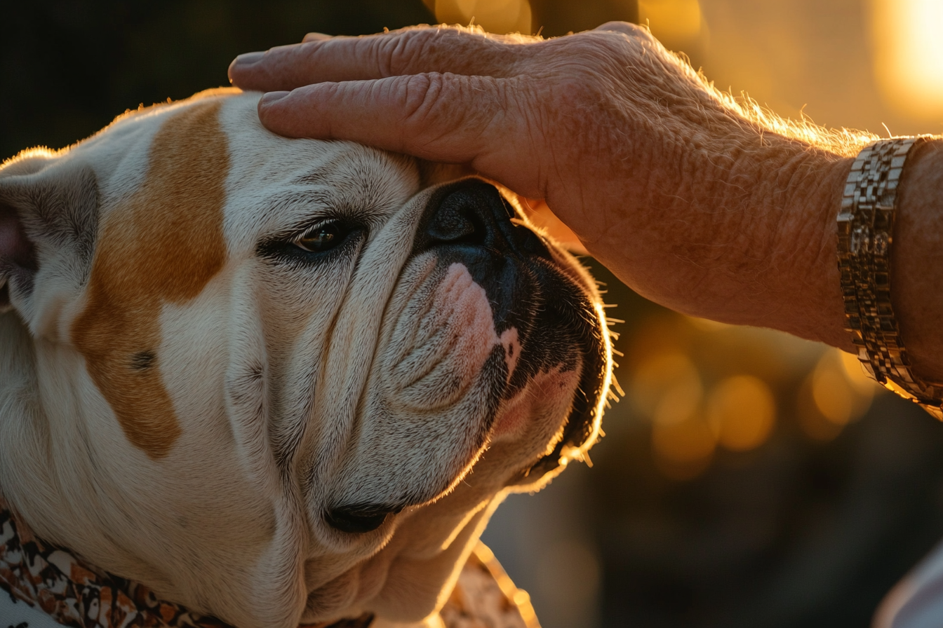 Un hombre mayor y su Bulldog | Fuente: Midjourney