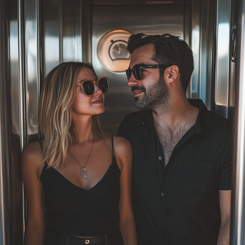 Una pareja engreída en un ascensor | Fuente: Midjourney