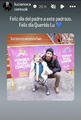 Luciano Cáceres junto a su hija Amelia. | Fuente: Instagram: lucianocaceresok.