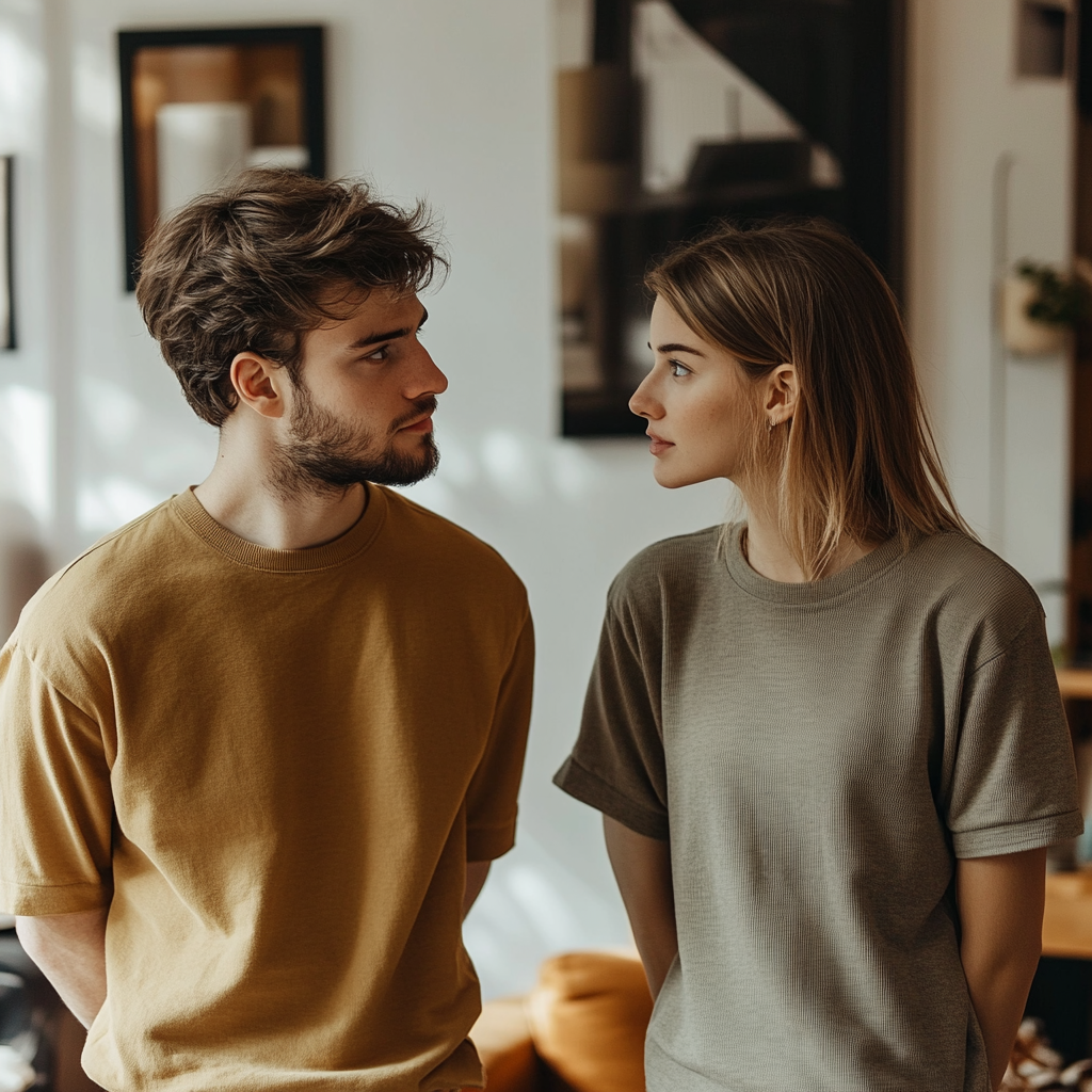 Una pareja en su salón | Fuente: Midjourney