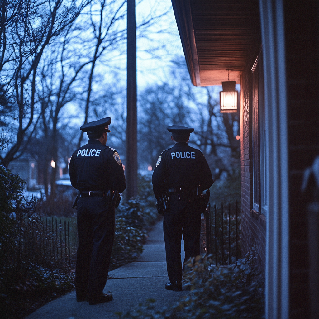 Agentes de policía llegan a una casa | Fuente: Midjourney