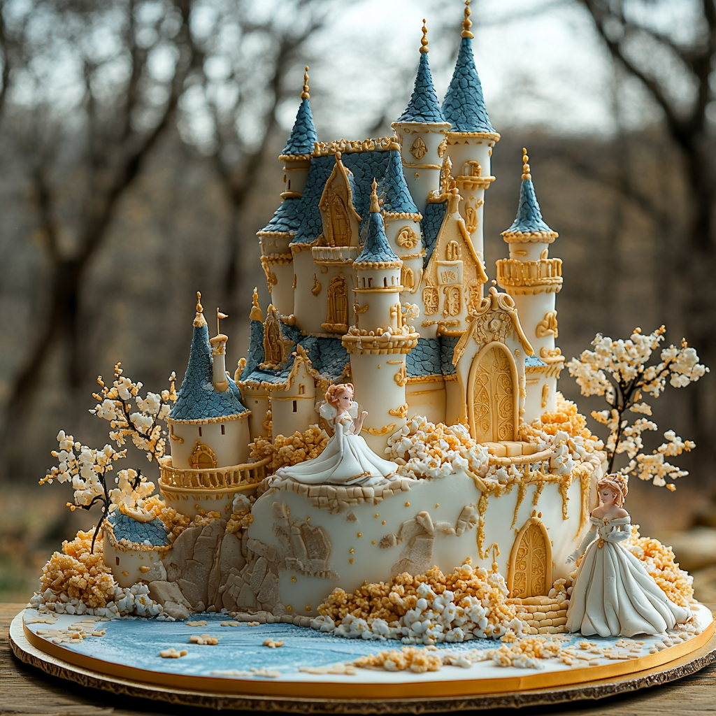 Pastel en forma de castillo | Fuente: Midjourney