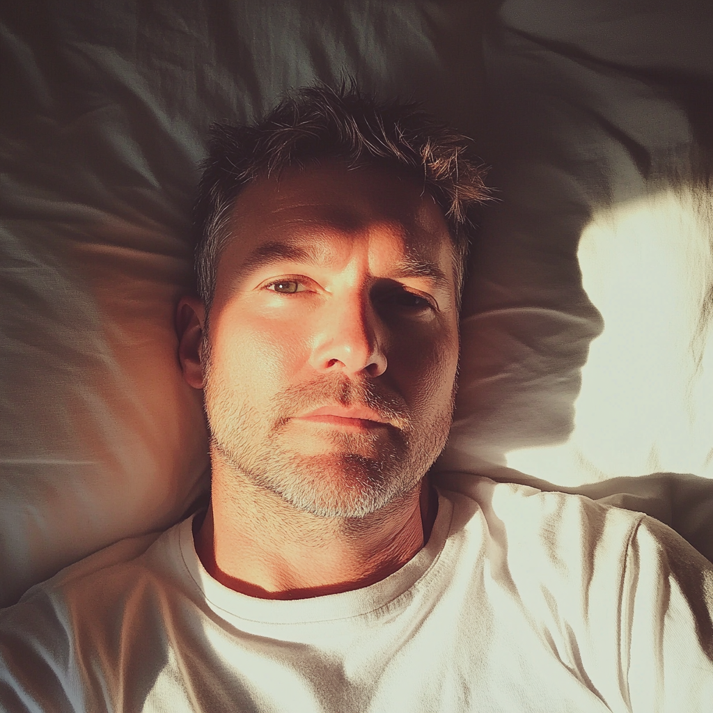 Un hombre tumbado en una cama | Fuente: Midjourney
