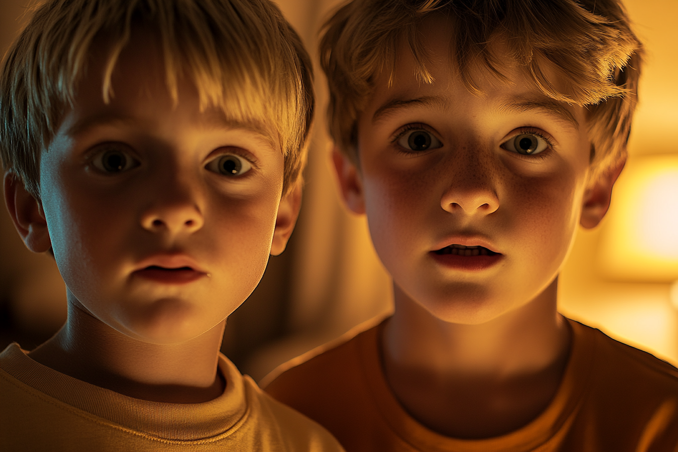 Dos niños mirando al frente | Fuente: Midjourney