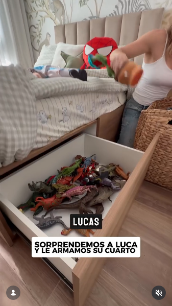 Mica Viciconte mostrando cómo quedó el nuevo dormitorio de su hijo Luca Cubero | Fuente: Instagram/micaviciconte