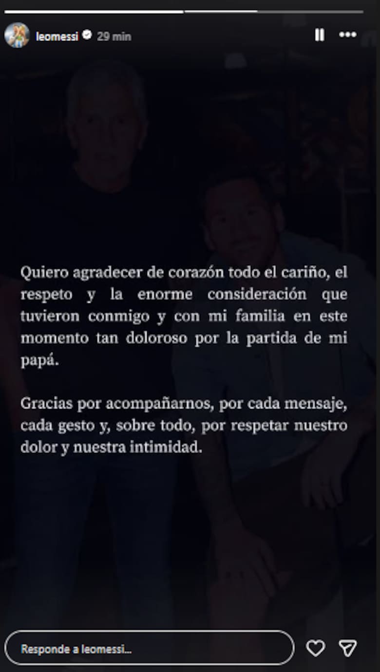 Mensaje de agradecimiento de Lionel Messi a su público | Fuente: Instagram Stories/leomessi