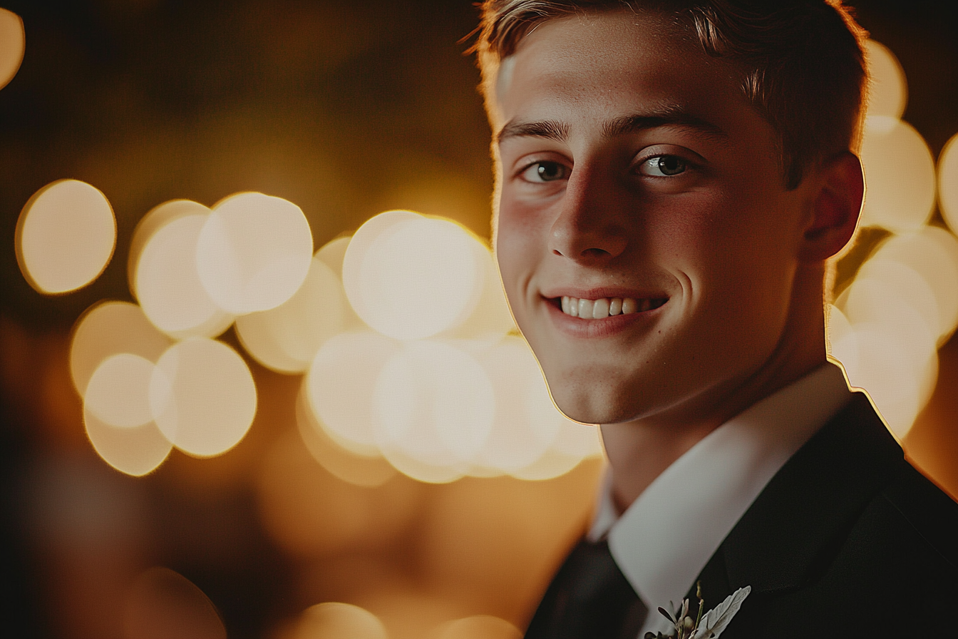 Un hombre en el banquete de su boda | Fuente: Midjourney