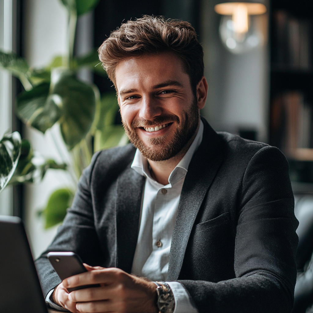 Un hombre usando su teléfono | Fuente: Midjourney