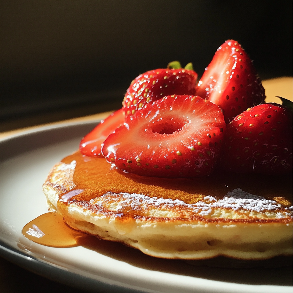 Fresas en tortitas | Fuente: Midjourney