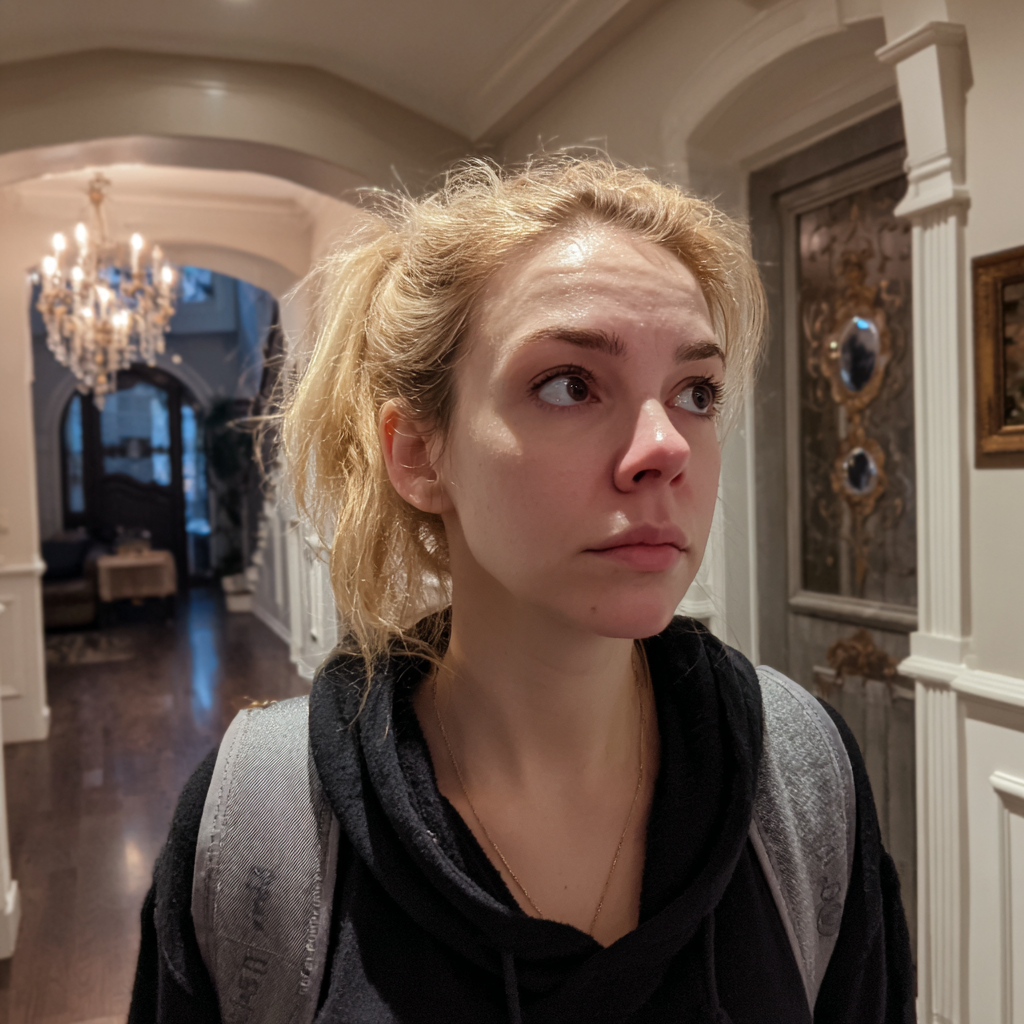 Una mujer de pie en el pasillo de una casa | Fuente: Midjourney