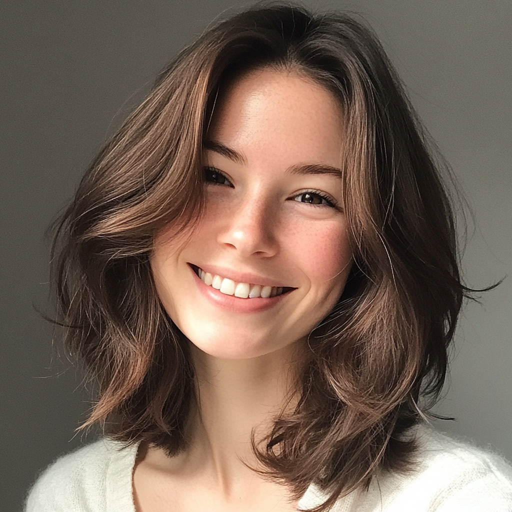 Una joven sonriente | Fuente: Midjourney