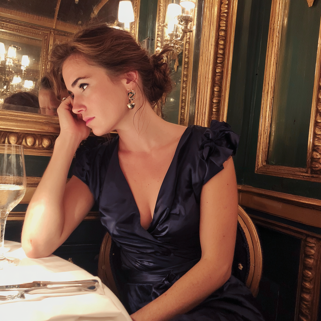 Una donna sconvolta che si appoggia al suo braccio | Fonte: Midjourney