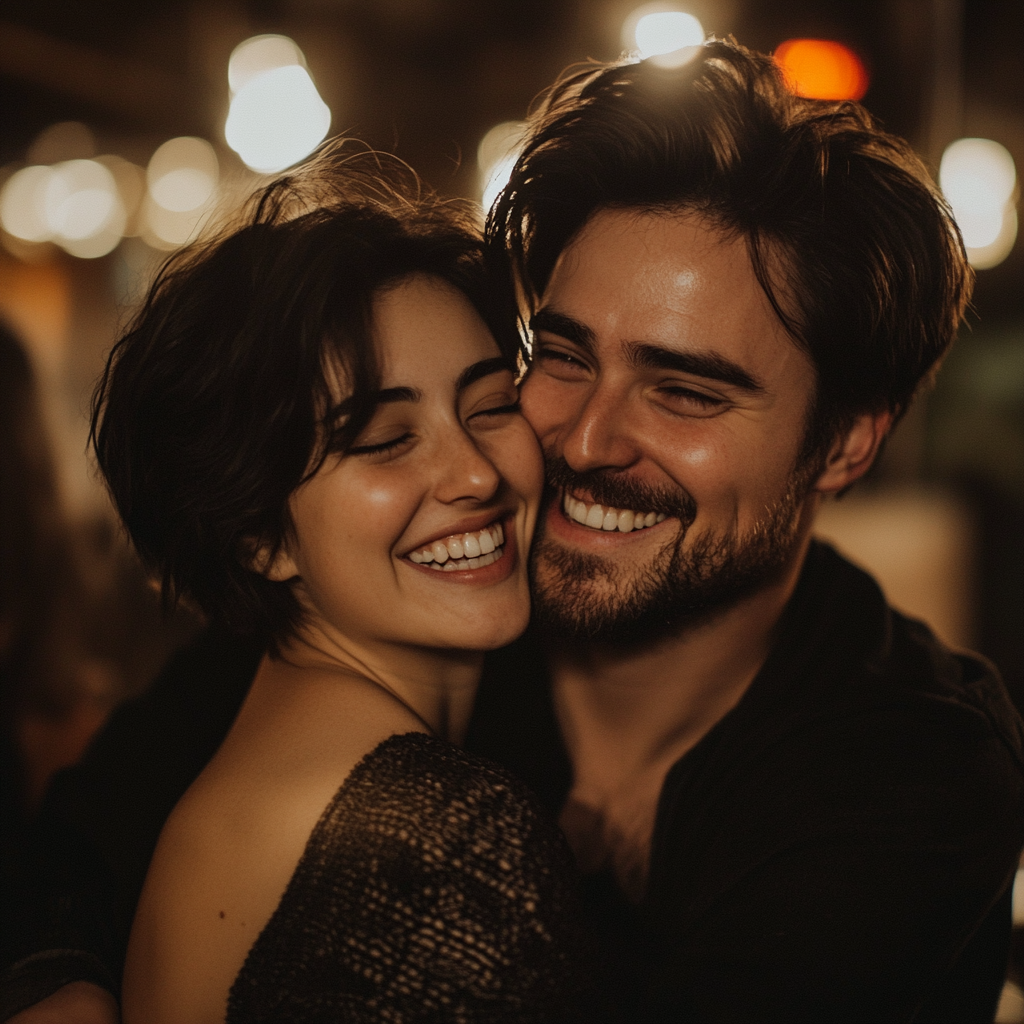 Una pareja feliz en una fiesta | Fuente: Midjourney